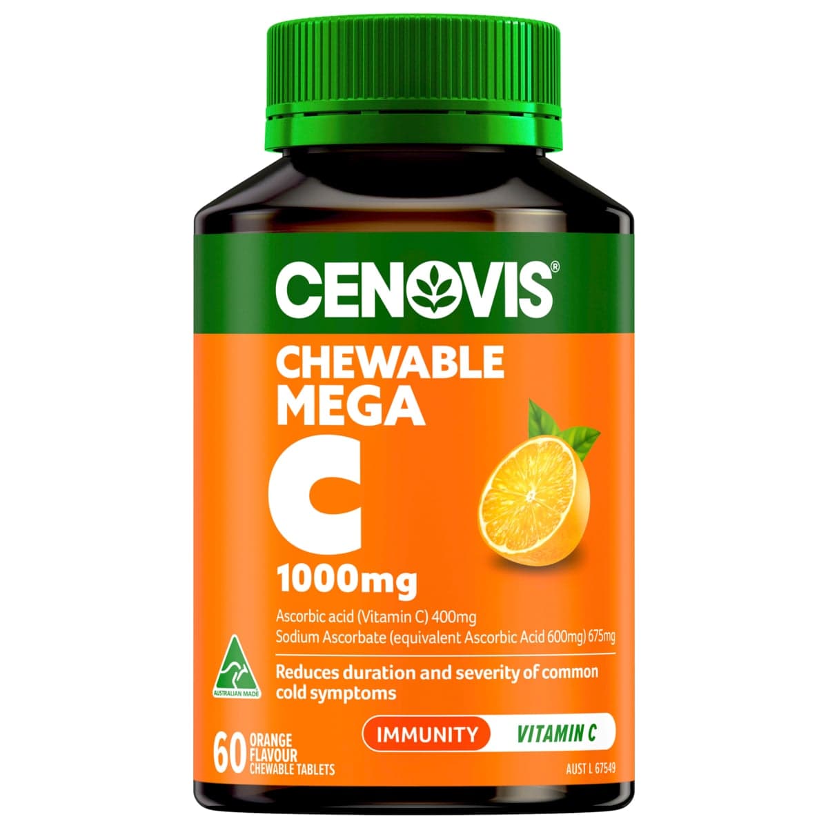 Cenovis Mega C 1000mg Orange Flavour Vitamin C 60 Tablets