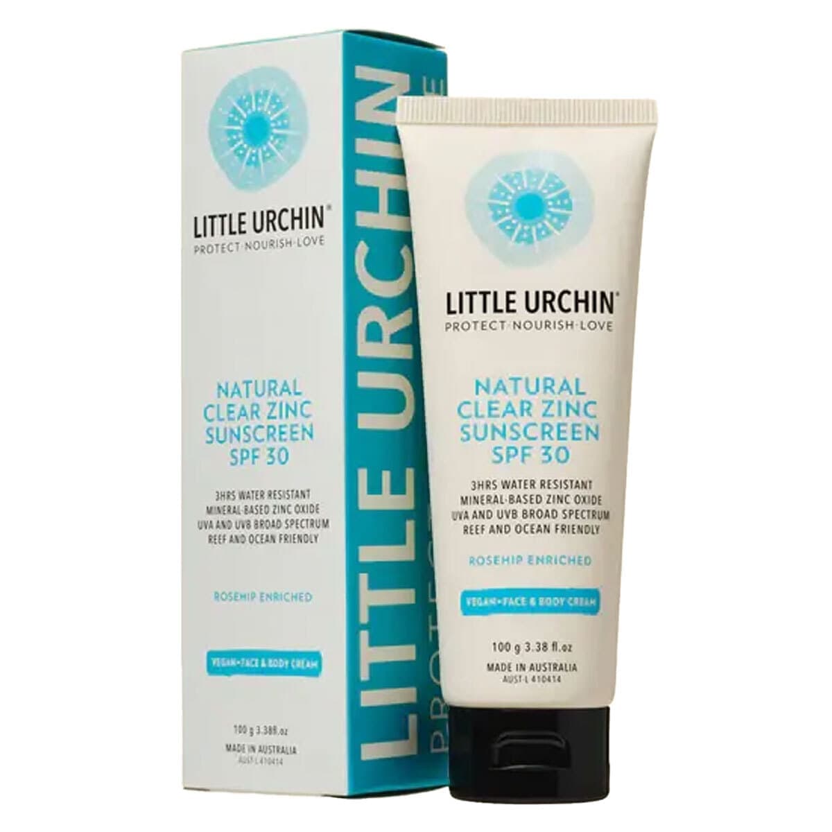 Little Urchin Natural Clear Zinc Sunscreen SPF30+ 100g