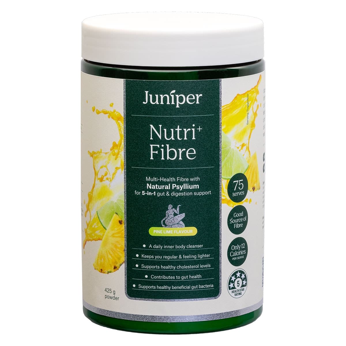 Juniper Nutri+ Fibre Natural Psyllium Powder Lemon Lime 425g