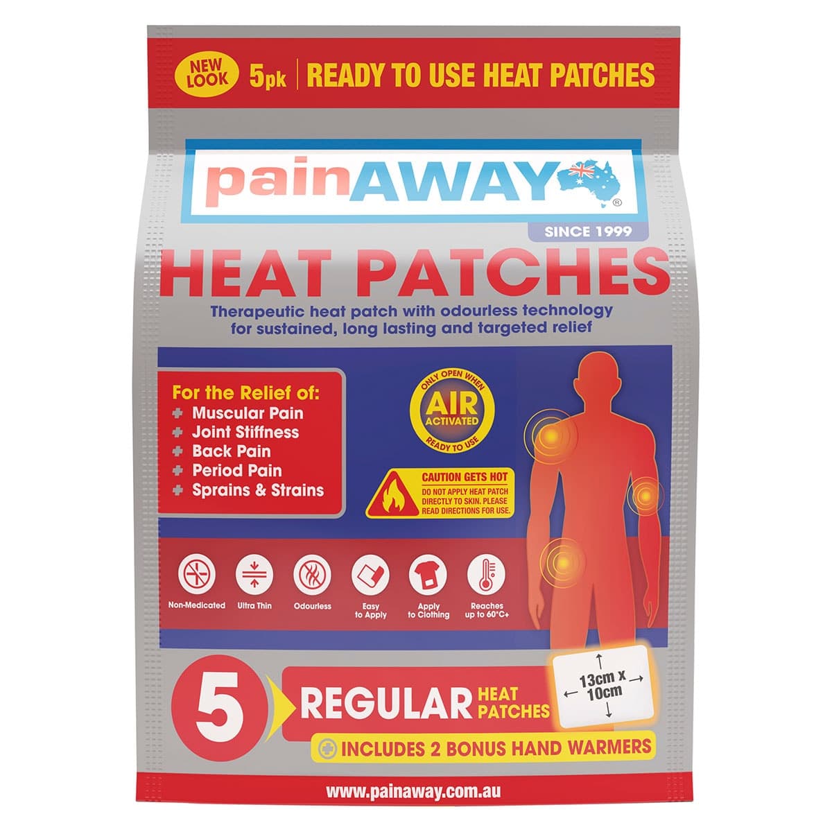 Pain Away Heat Patches Regular 5 Pack