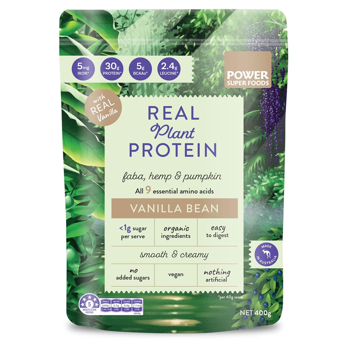 Power Super Foods Real Plant Protein Vanilla Bean 400g
