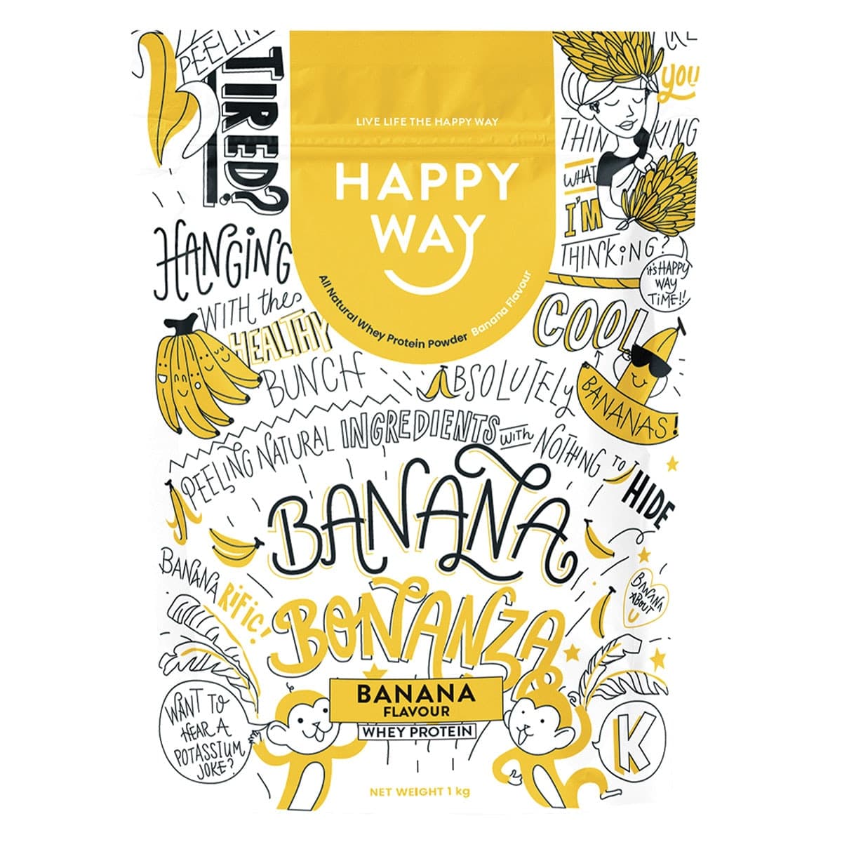 Happy Way Whey Protein Powder Banana 1kg