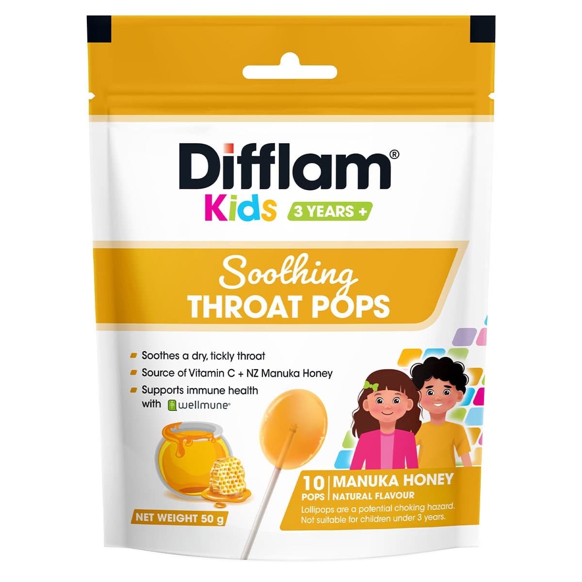 Difflam Kids Soothing Throat Pops Manuka Honey 10 Pack