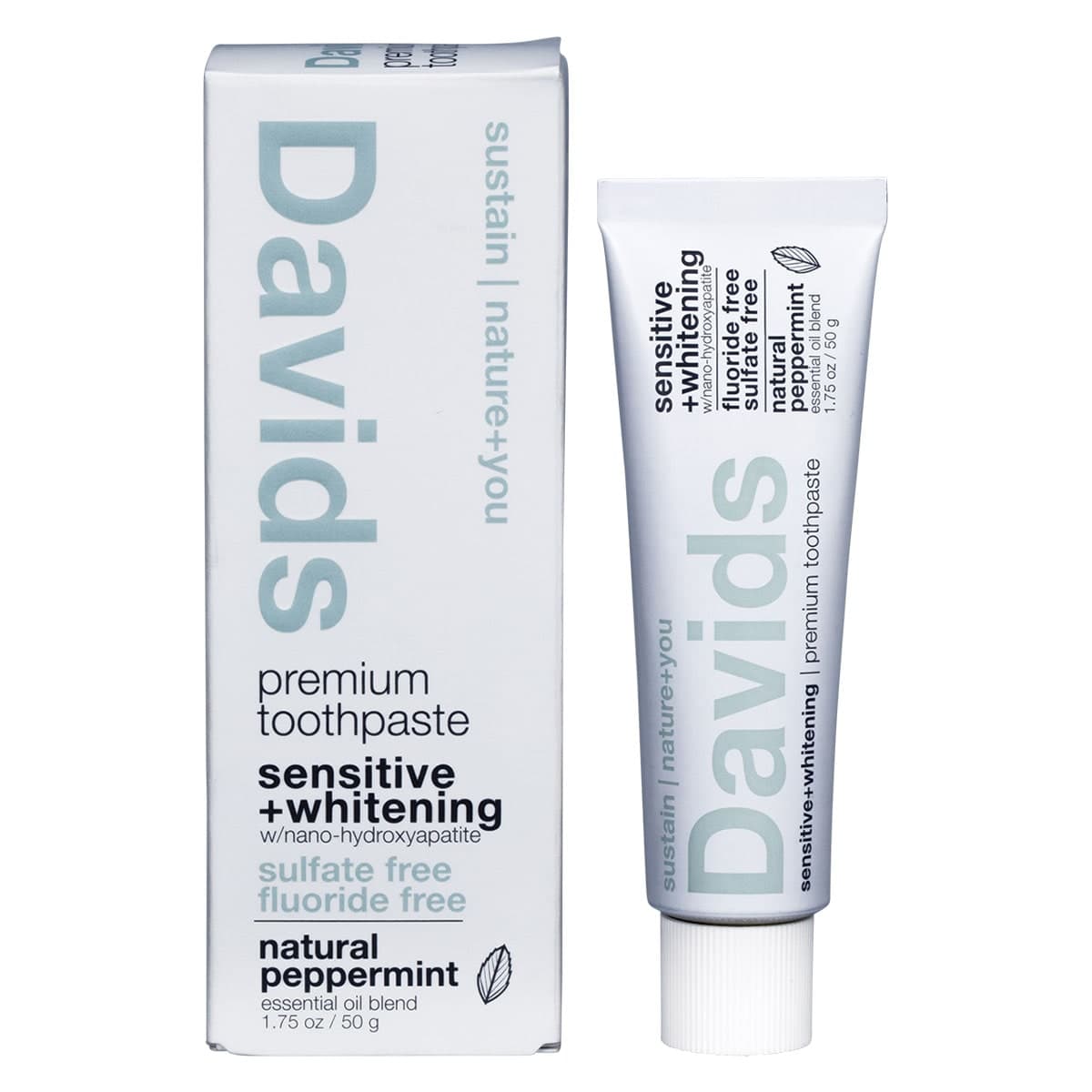 Davids Sensitive + Whitening Toothpaste Peppermint 50g