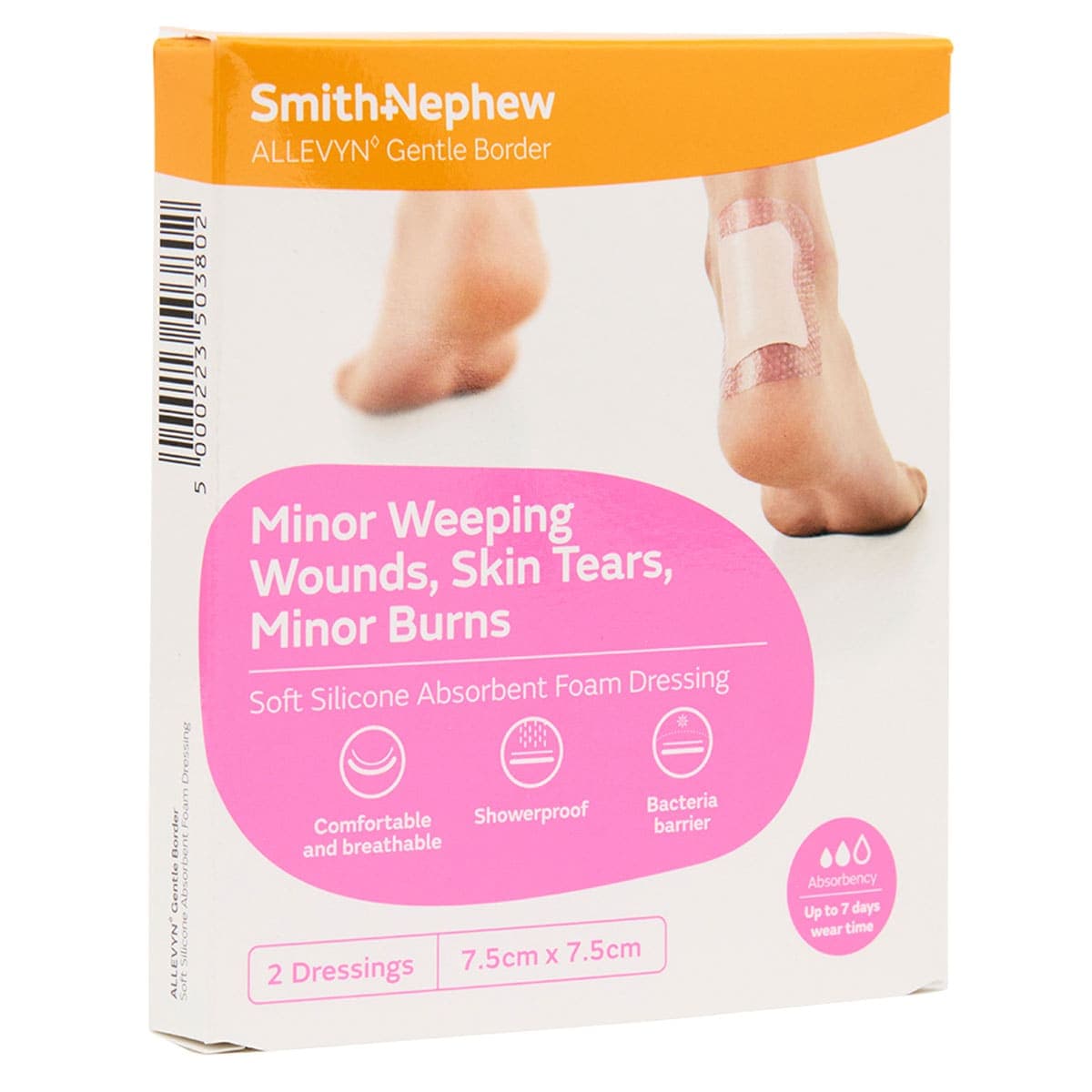 Allevyn Gentle Border 7.5cm x 7.5cm Foam Dressing 2 Pack