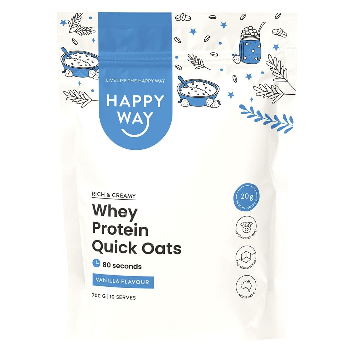 Happy Way Whey Protein Quick Oats Vanilla 700g