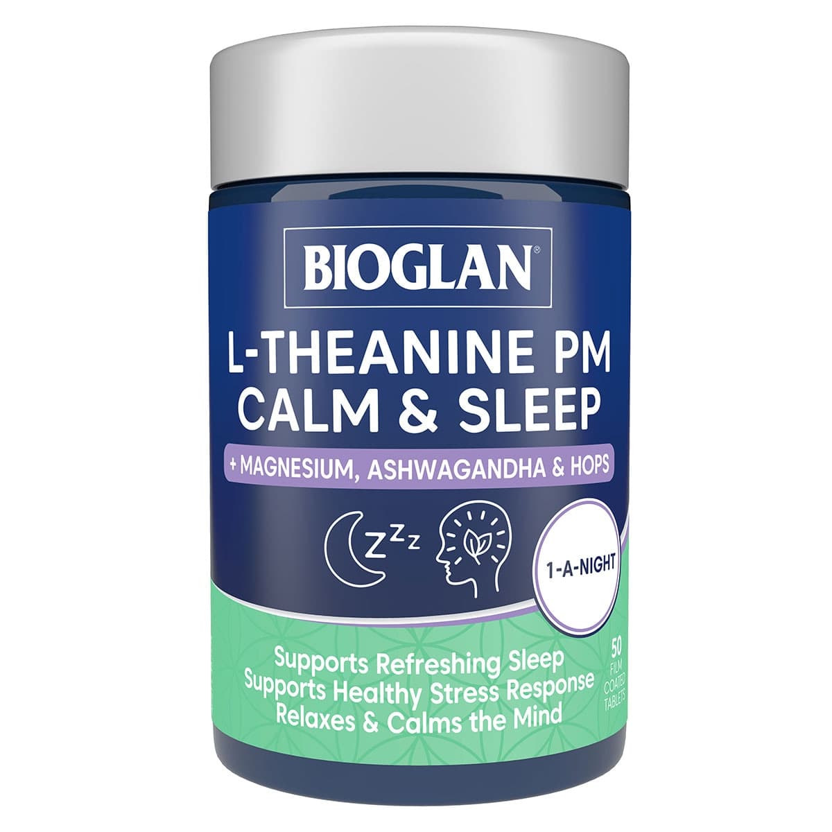 Bioglan L-Theanine PM Calm + Sleep 50 Tablets