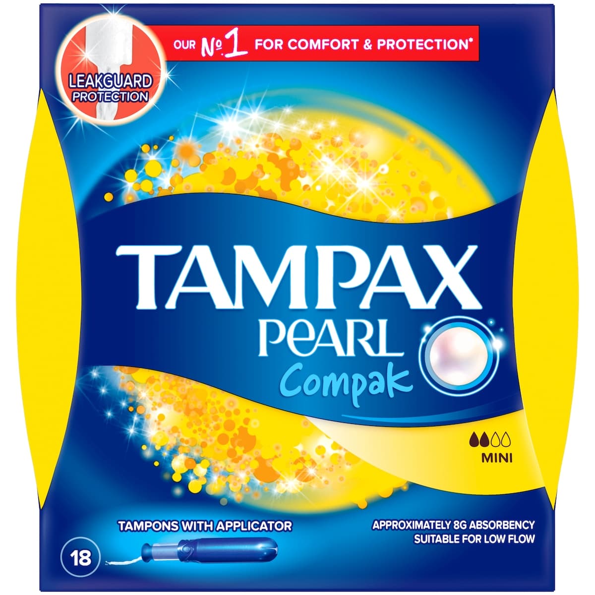 Tampax Pearl Compak Mini Tampons with Applicator 18 Pack