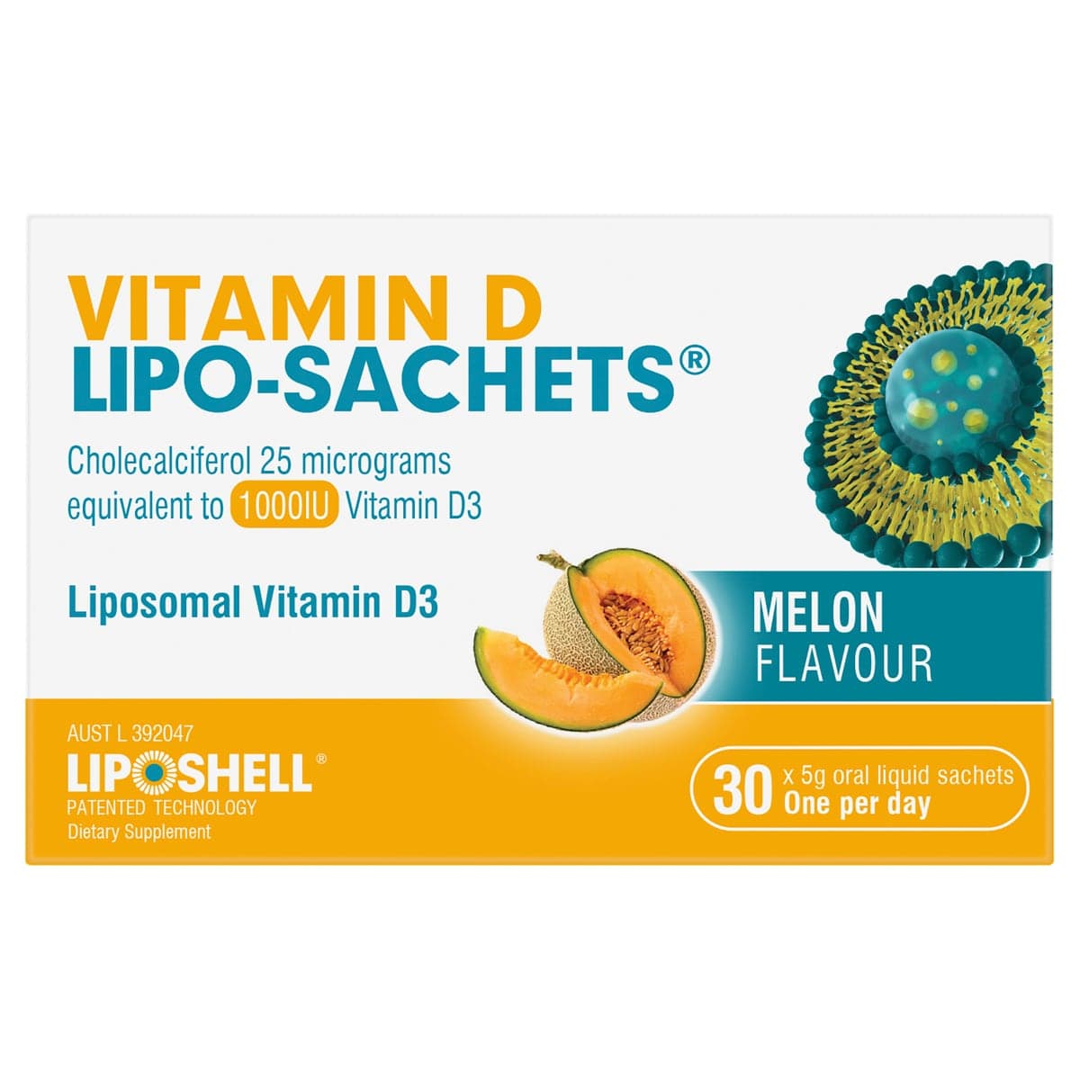 Lipo-Sachet Vitamin D Melon Liquid Sachets 30 x 5g