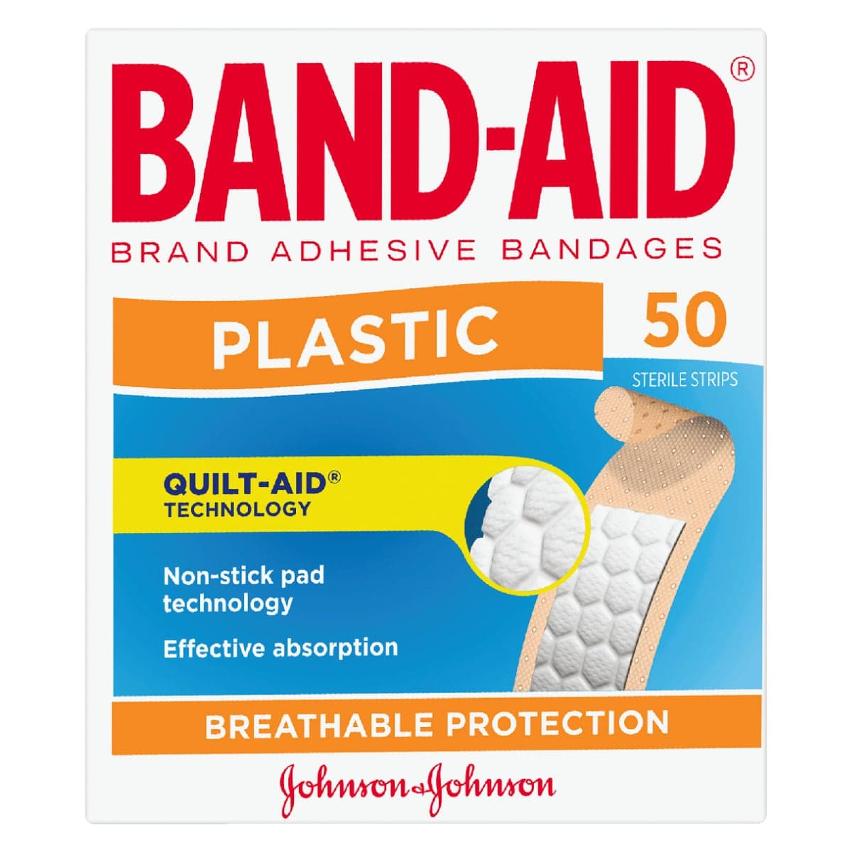 Band-Aid Plastic Strips 50 Pack