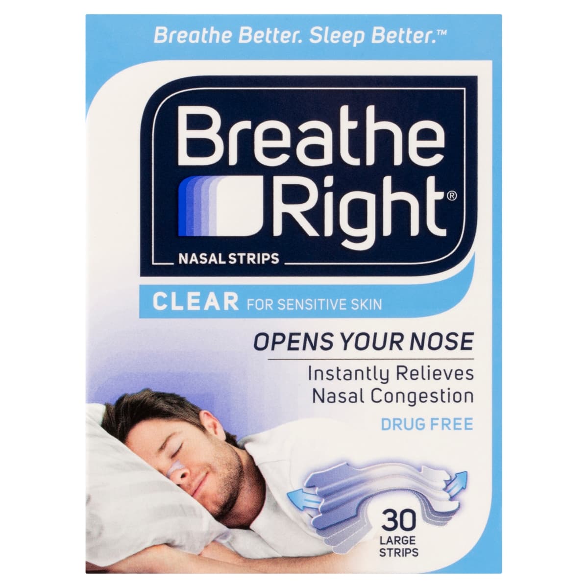 Breathe Right Clear Nasal Strips Large 30 Pack