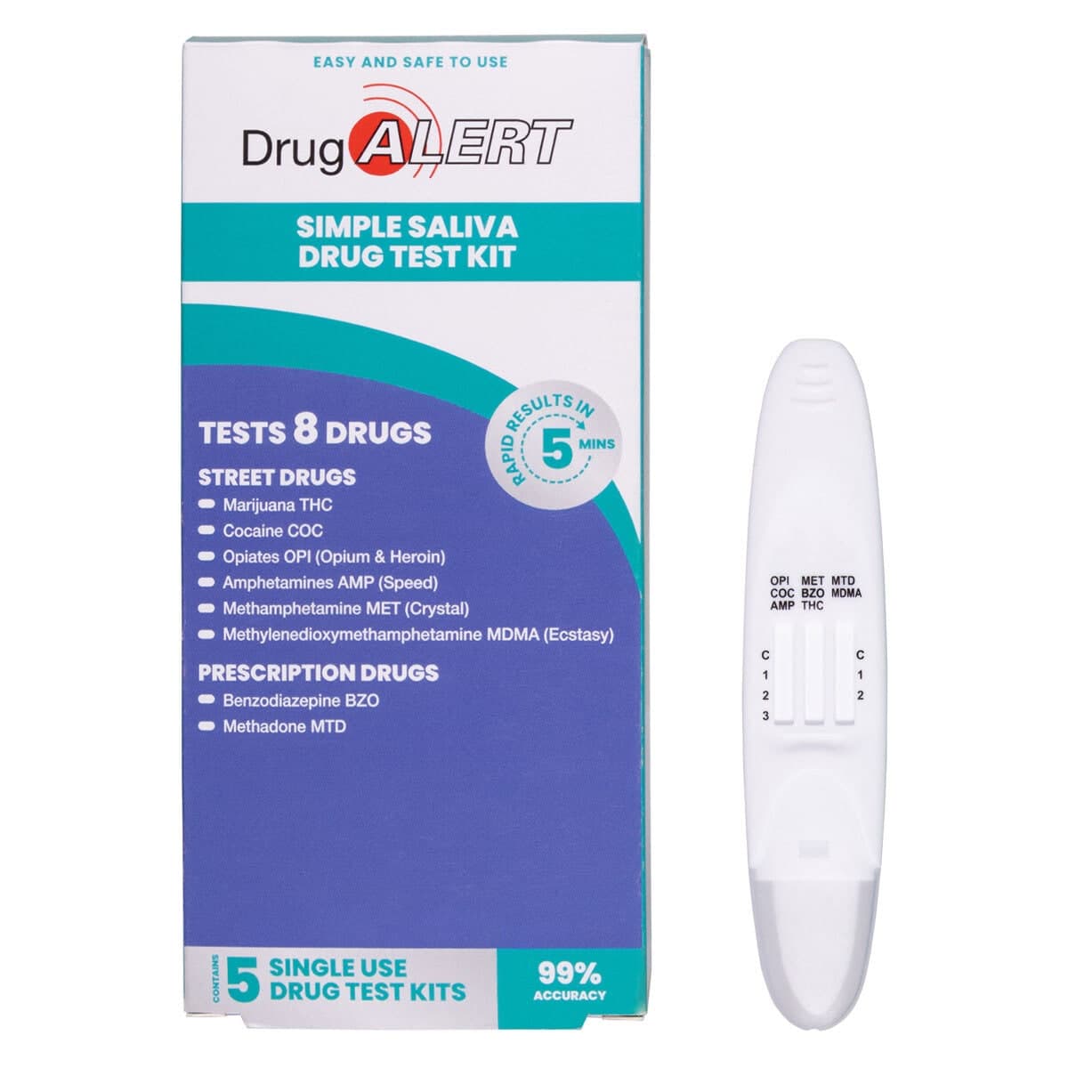 Drug Alert Multi Drug Saliva Self Testing Kit 5 Pack