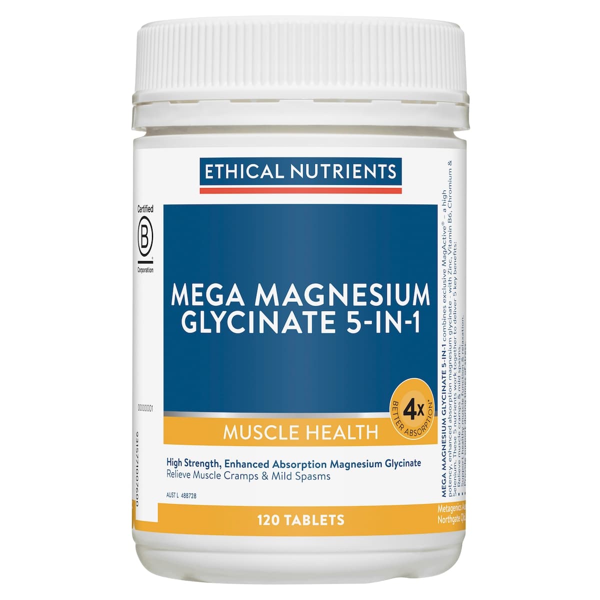 Ethical Nutrients Mega Magnesium Glyciniate 5-in-1 120 Tablets