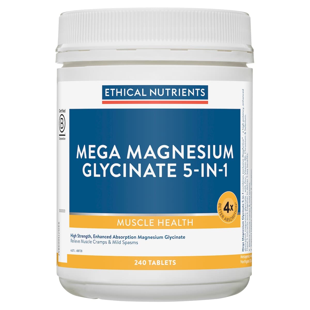 Ethical Nutrients Mega Magnesium Glyciniate 5-in-1 240 Tablets