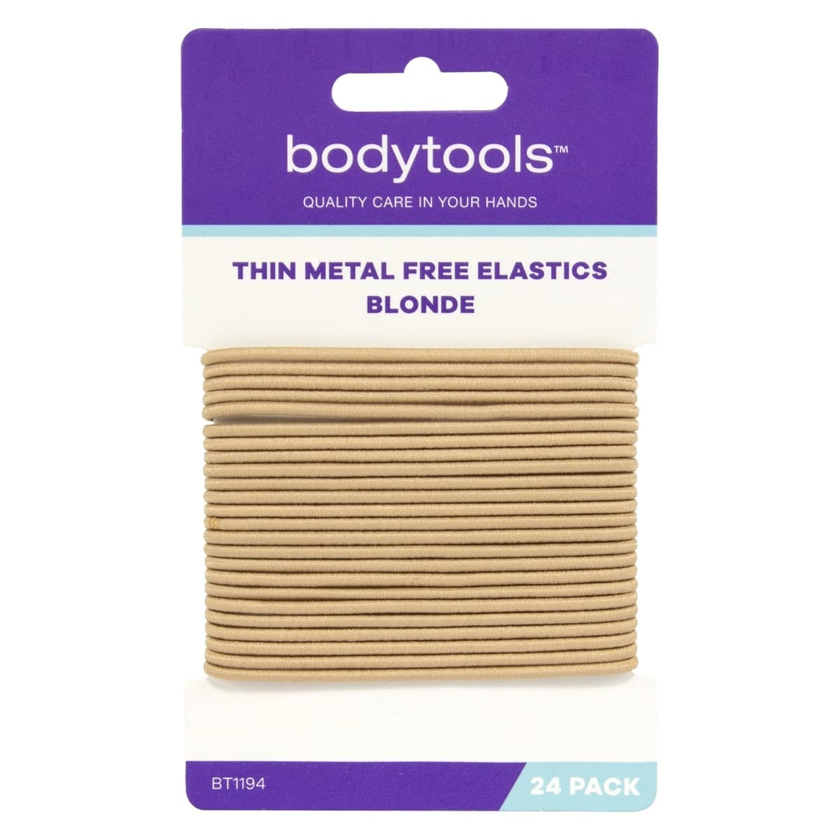 Bodytools Metal Free Thin Hair Elastics Blonde 24 Pack