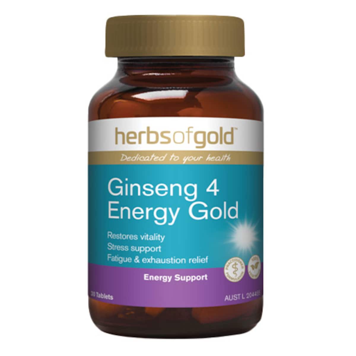 Herbs of Gold Ginseng 4 Energy Gold 30 Tablets