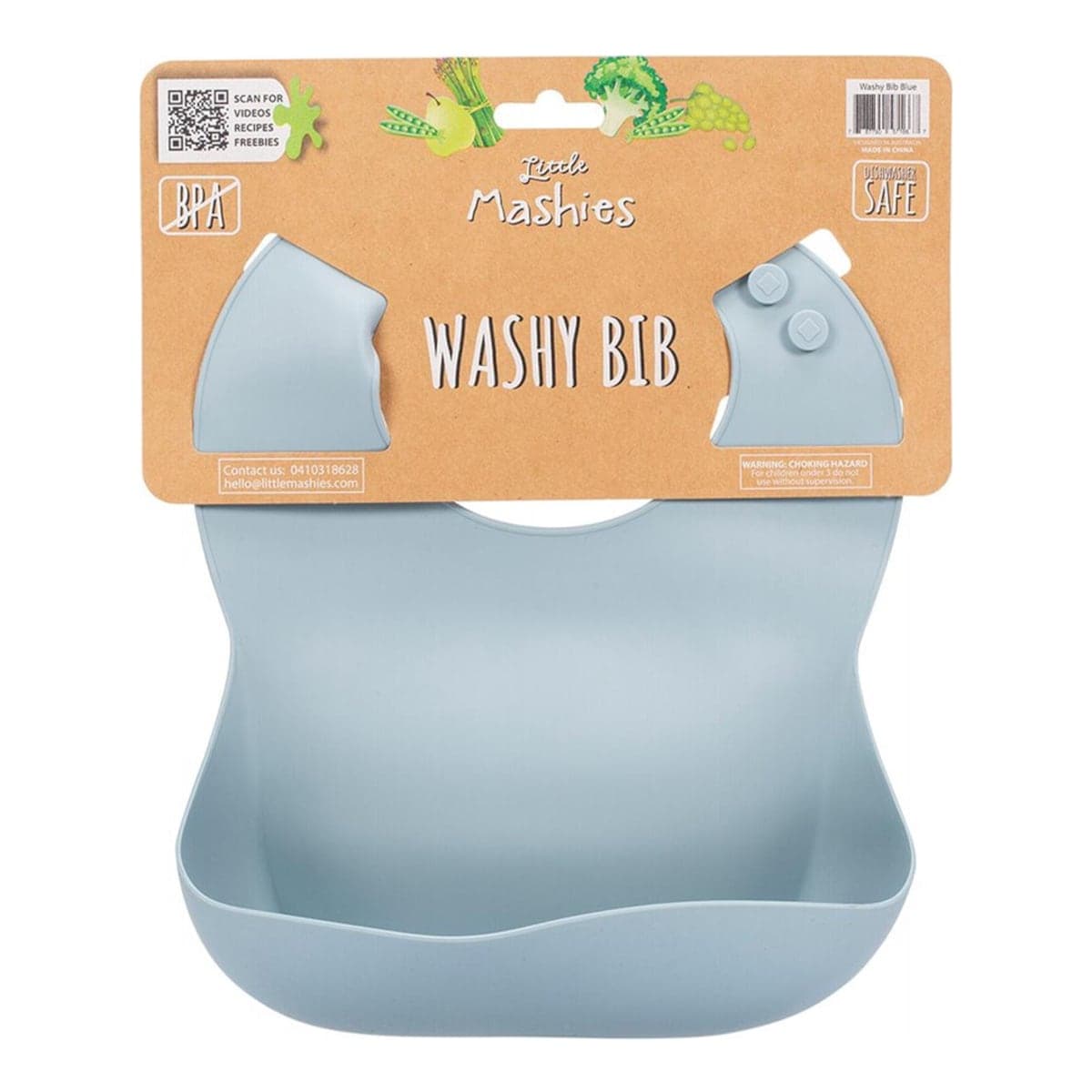 Little Mashies Silicone Washy Bib Dusty Blue