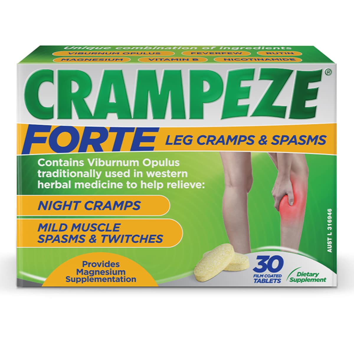 Crampeze Night Cramps Forte for Leg Cramps & Spasms 30 Tablets