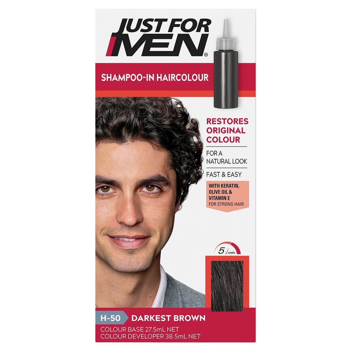 Just for Men Shampoo-In Hair Colour Darkest Brown