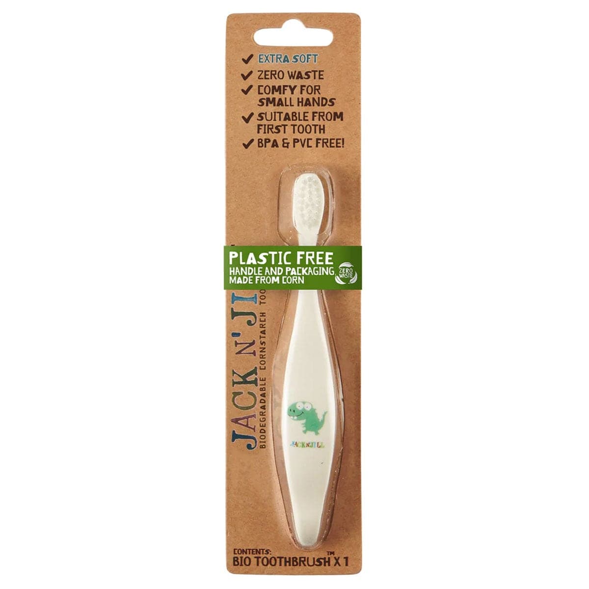 Jack n Jill Childrens Biodegradable Toothbrush Dino 1 Brush