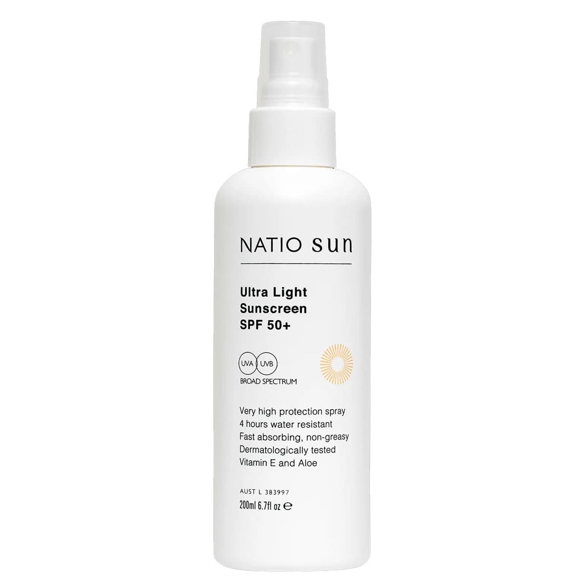 Natio Sun Ultra Light Spray Sunscreen SPF50+ 200ml