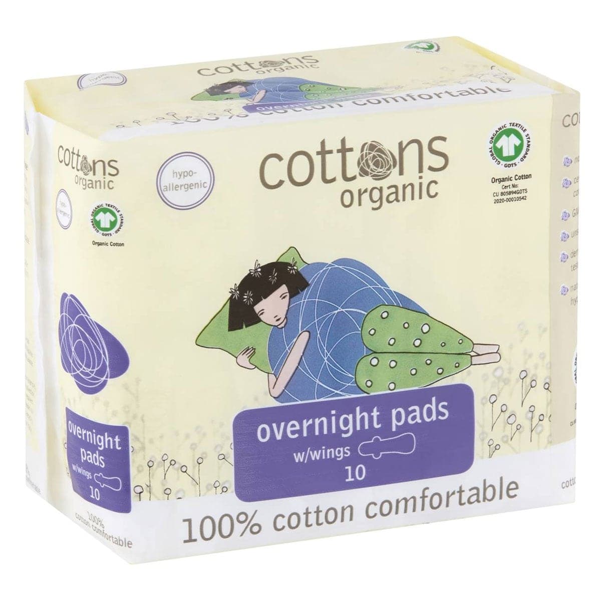 Cottons Overnight Pads With Wings 10 Pack
