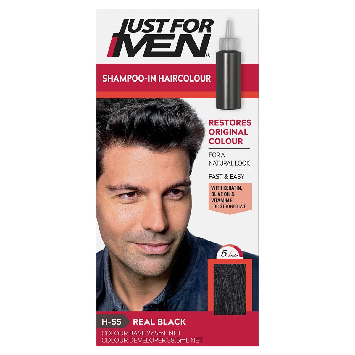 Just for Men Shampoo-In Hair Colour Real Black