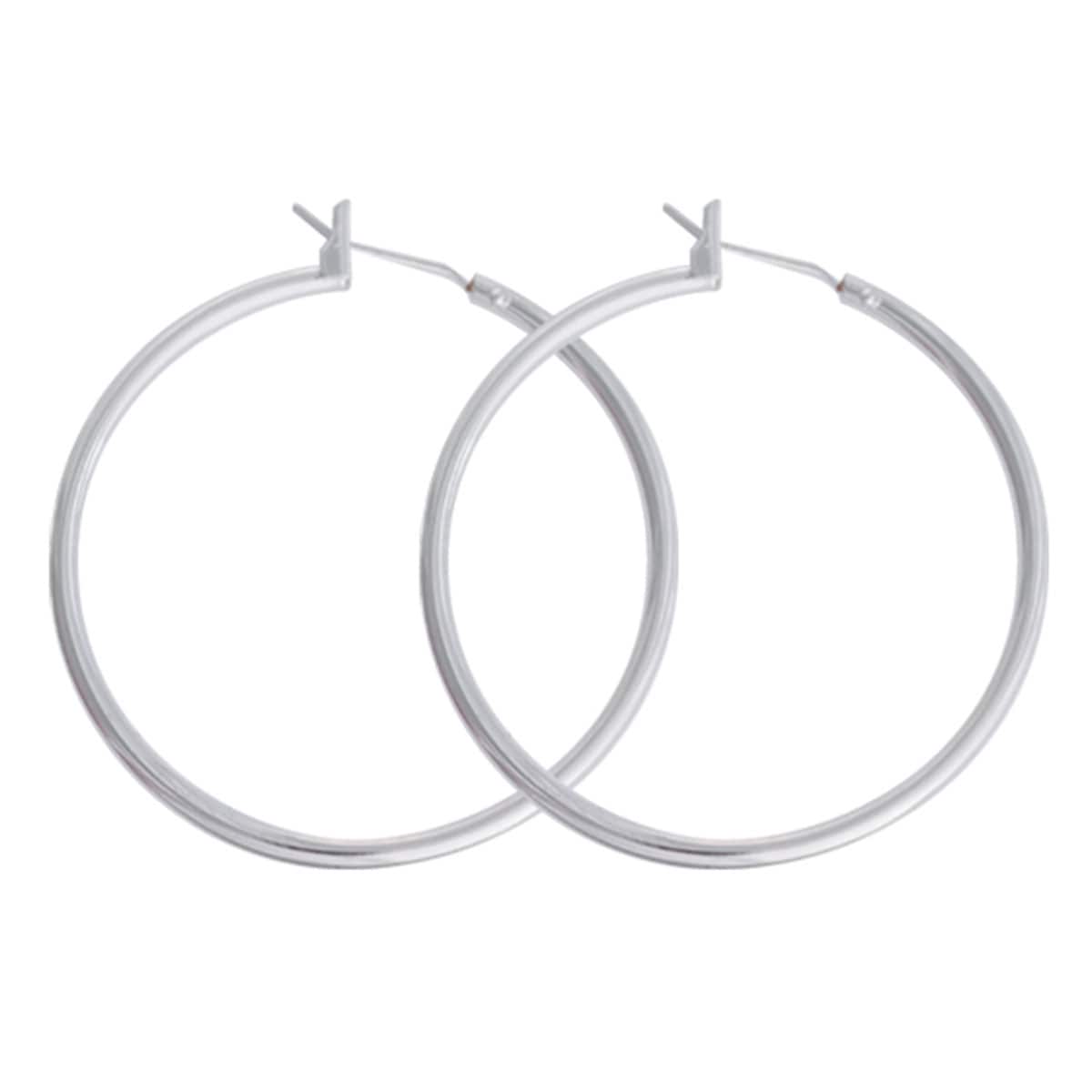 Studex Just Hoops 28mm Hoop Earring Rhodium 1 Pair