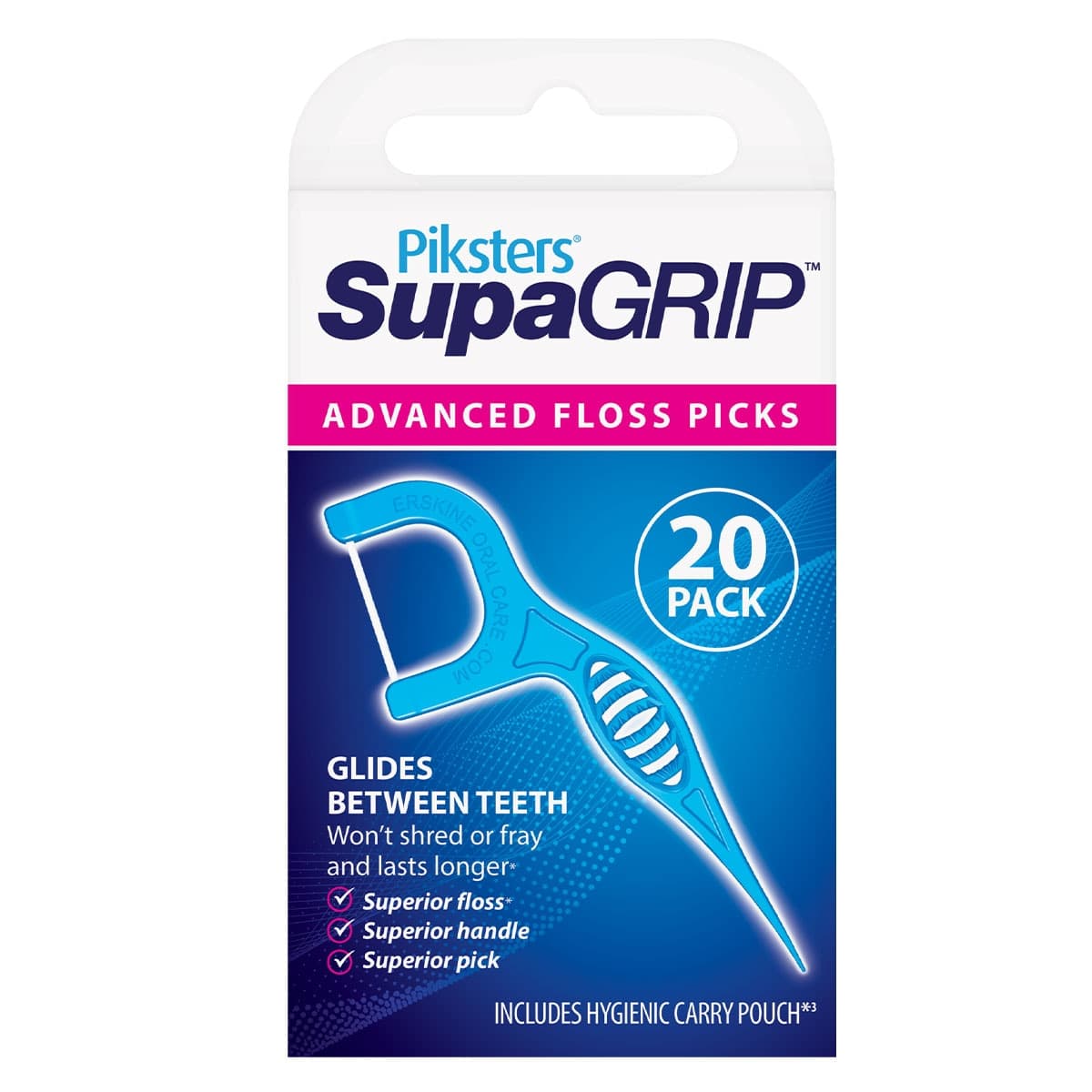 Piksters Supagrip Dental Floss Picks 20 Pack