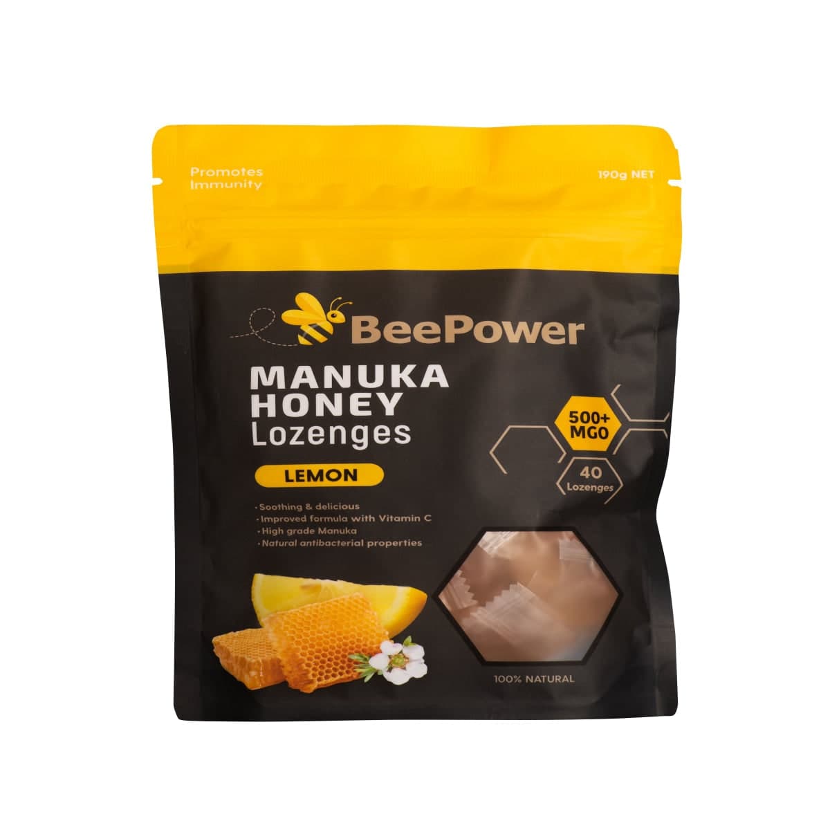 BeePower Manuka Honey Lozenges Lemon 40 Pack