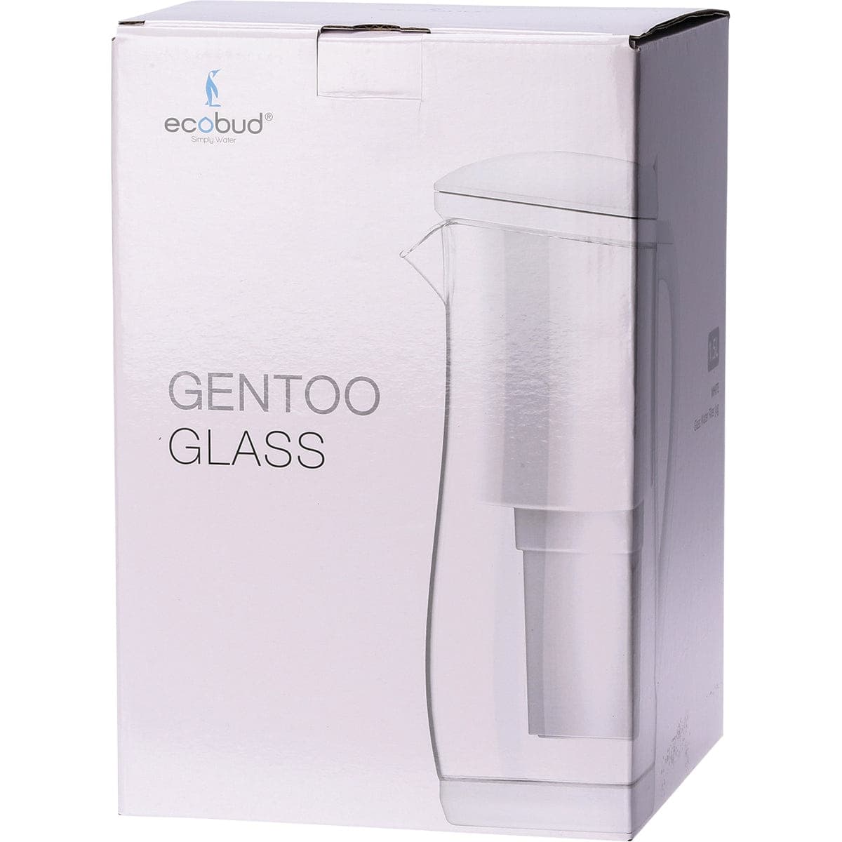 Ecobud Gentoo Glass Alkaline Water Filter Jug White 1.5L + 1 Cartridge