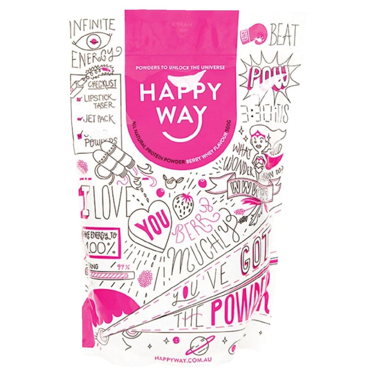 Happy Way Whey Protein Powder Berry 500g