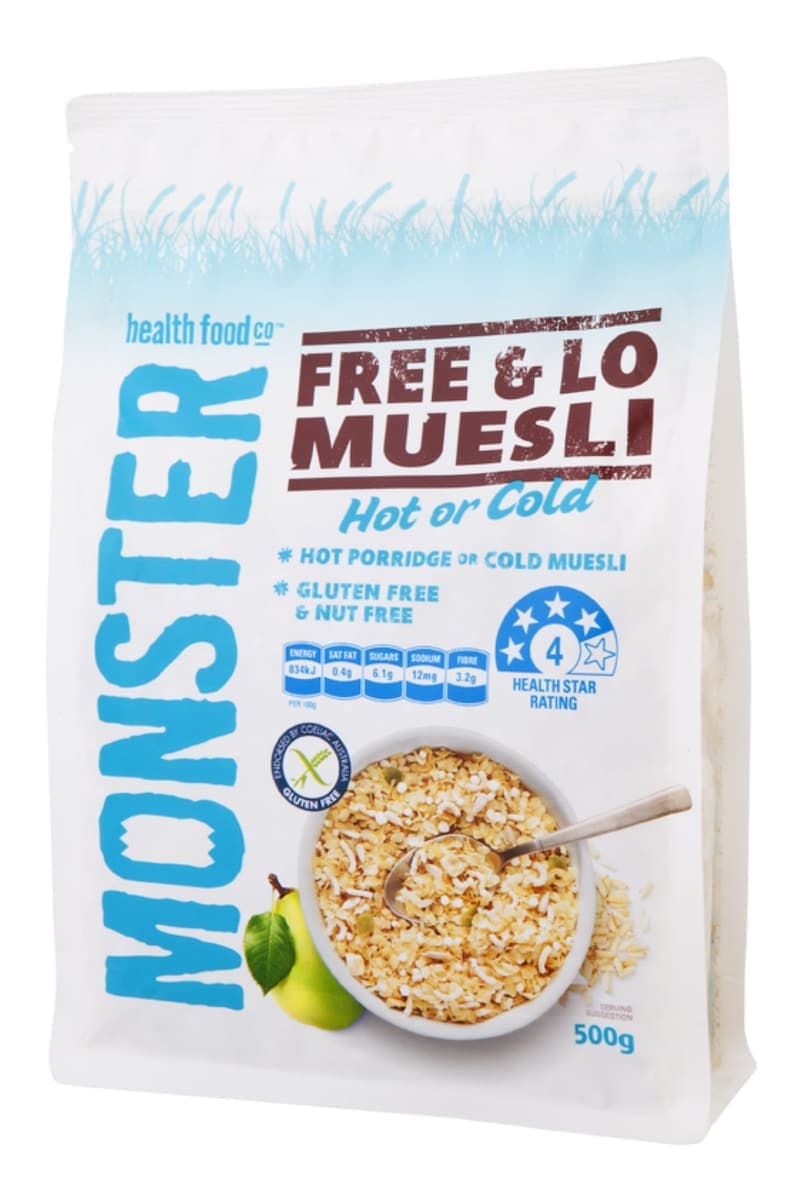 Monster Health Food Co Free & Lo Muesli - Gluten Free 500g