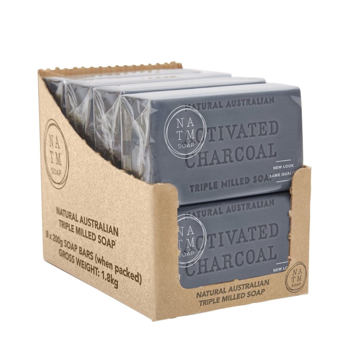 Natural Australian Triple Milled Activated Charcoal Soap 8 x 200g