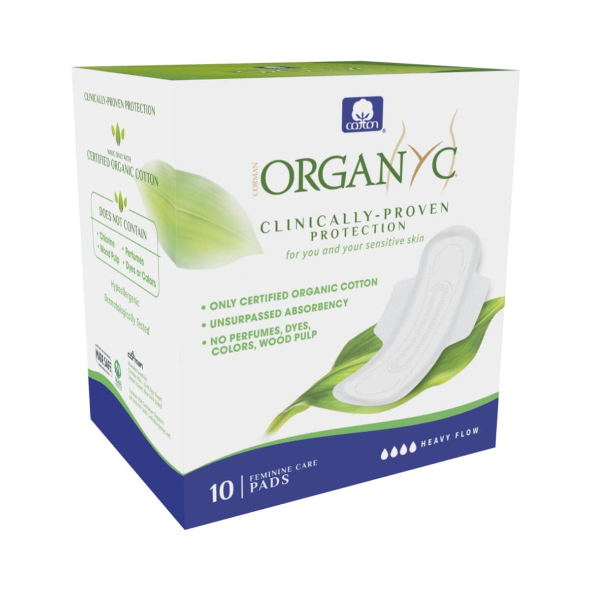 Organyc Ultra Thin Pads - Heavy Flow Wings 10 Pack