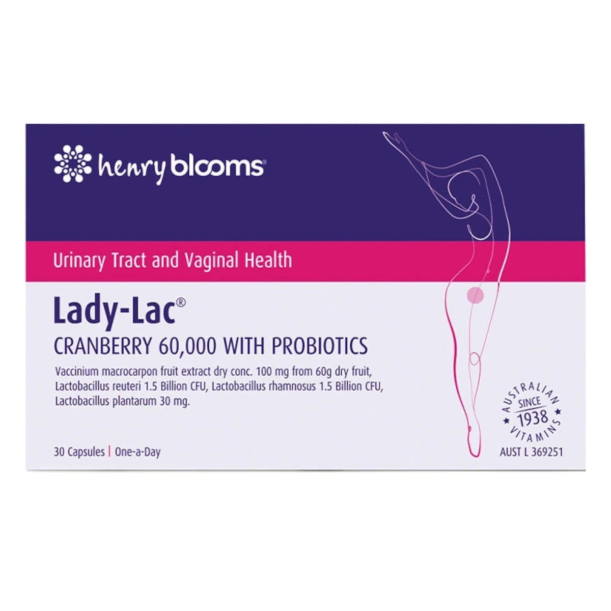 Henry Blooms Lady-Lac Cranberry 60000 with Probiotics 30 capsules