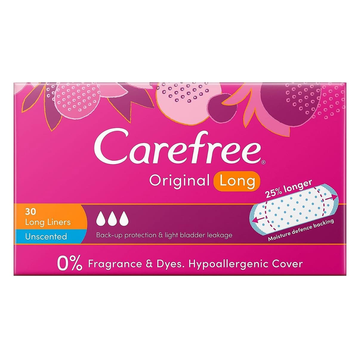 Carefree Original Long Unscented Liners 30 Pack
