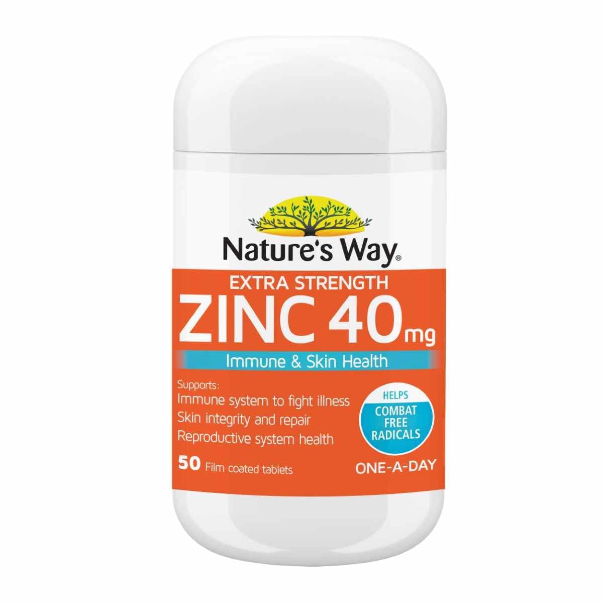 Nature's Way Extra Strength Zinc 40Mg 50 Tablets