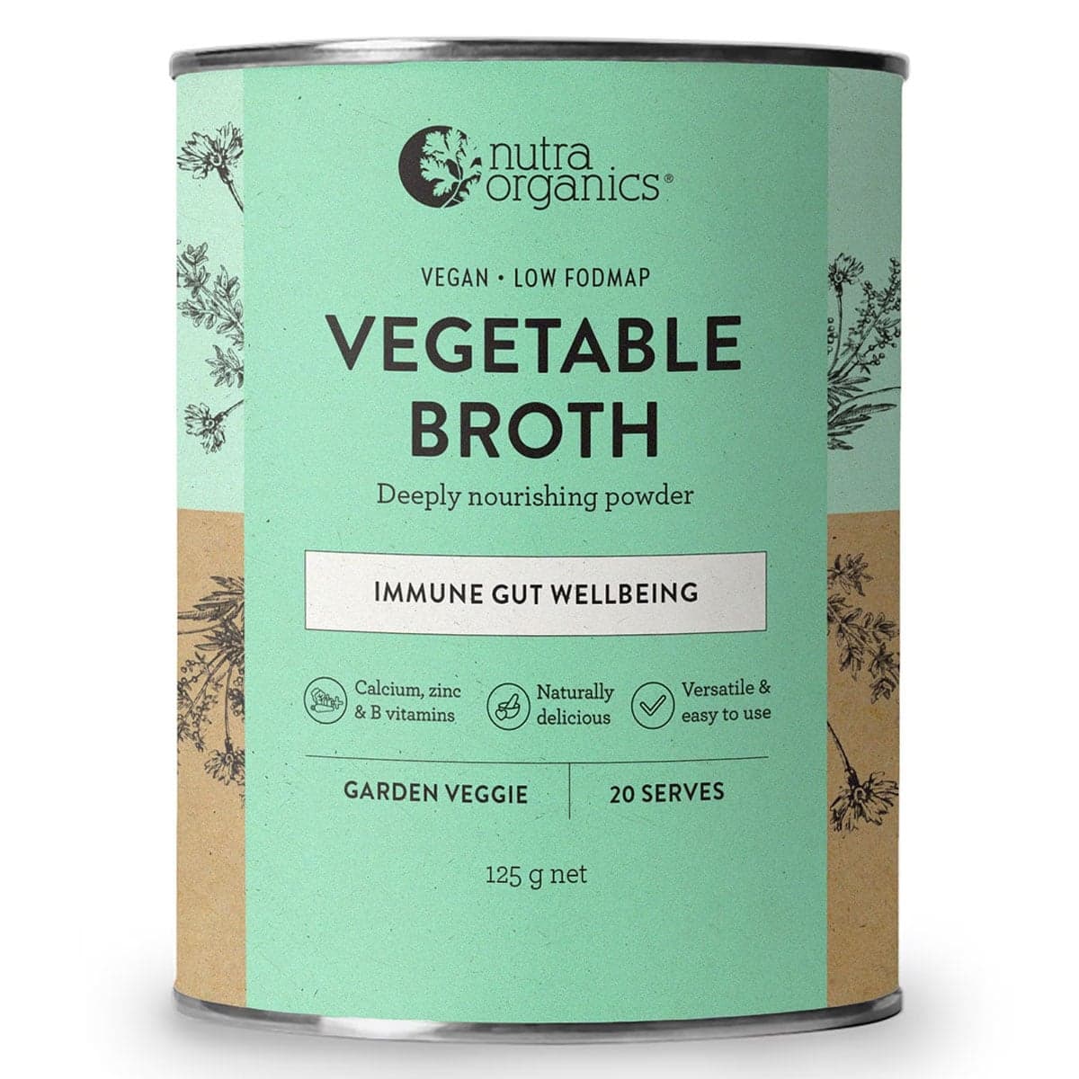 Nutra Naturals Vegetable Broth Powder Garden Veggie 125g