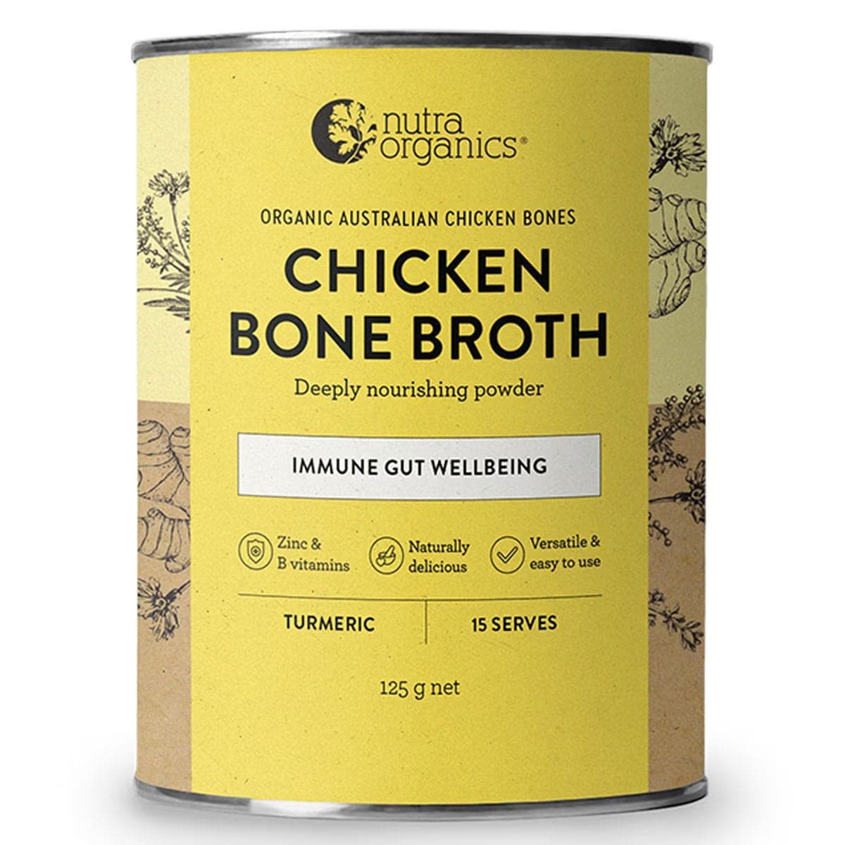 Nutra Naturals Chicken Bone Broth Powder Turmeric 125g