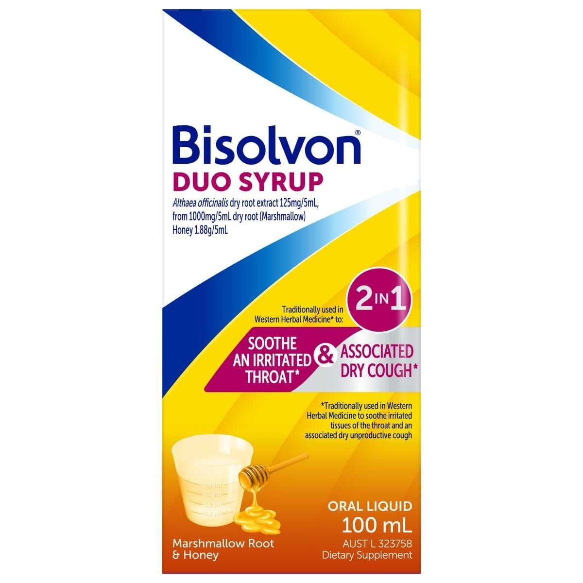 Bisolvon Duo Syrup Marshmallow Root & Honey 100ml