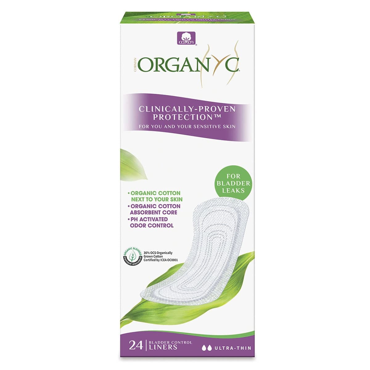 Organyc Cotton Ultra Thin Bladder Control Panty-Liners Light - 24 Pack
