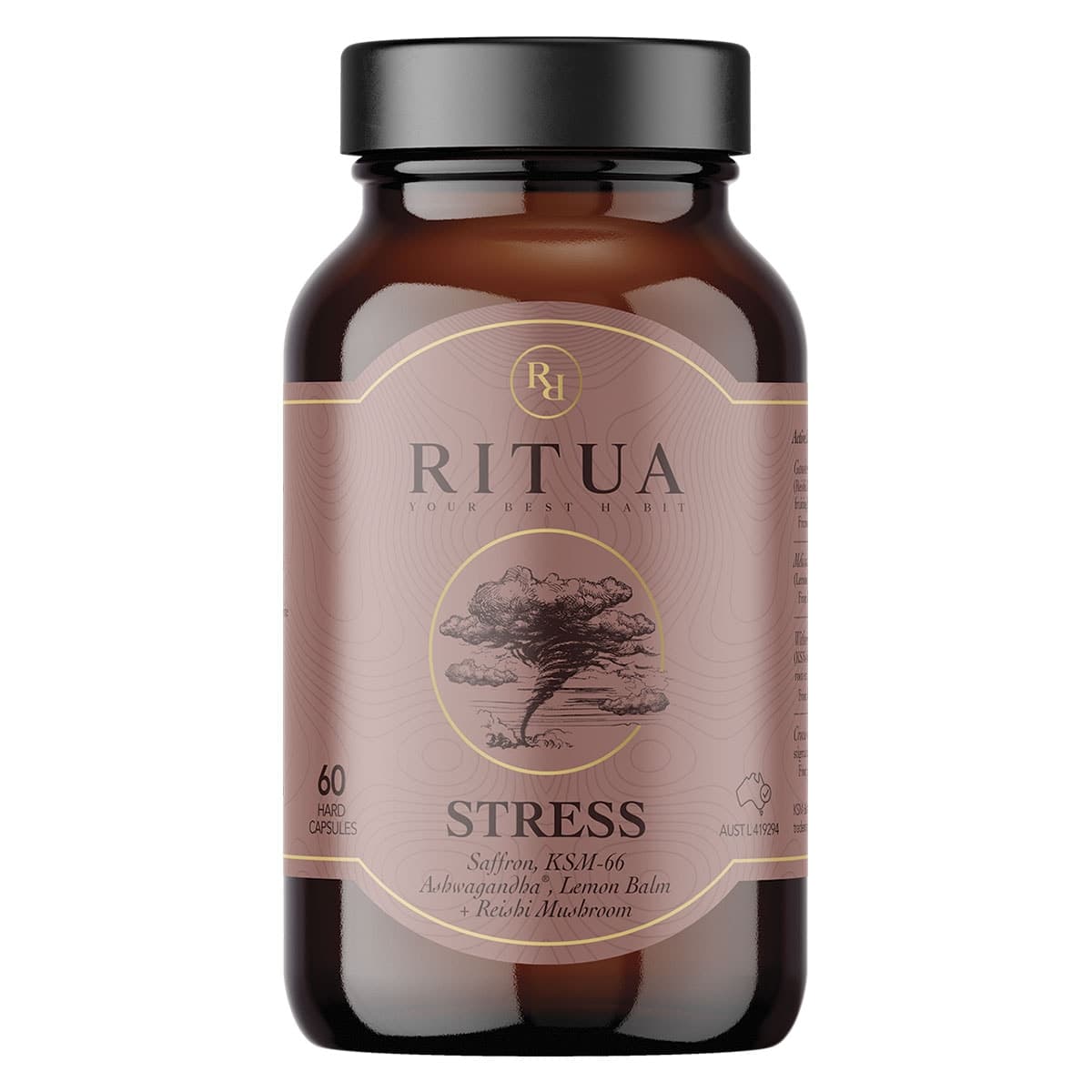 Ritua STRESS Saffron Ashwagandha LemonBalm Reishi 60 Capsules